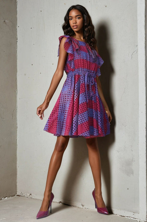 Simona Dress - Wine Stripe